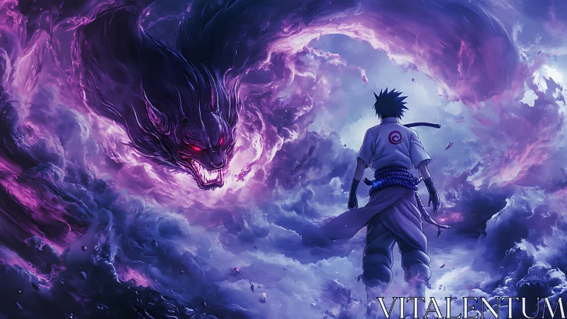 Chakra storm combatant confronting spectral vulpine entity.