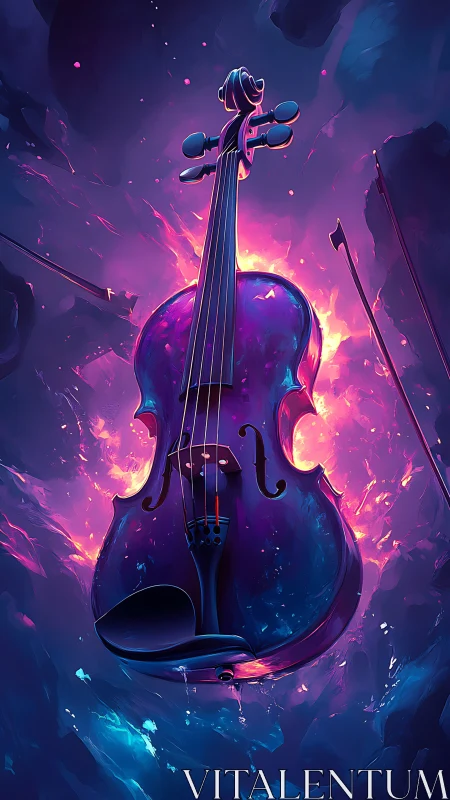 Starlit violin ignites nebula flames in cosmic crescendo.