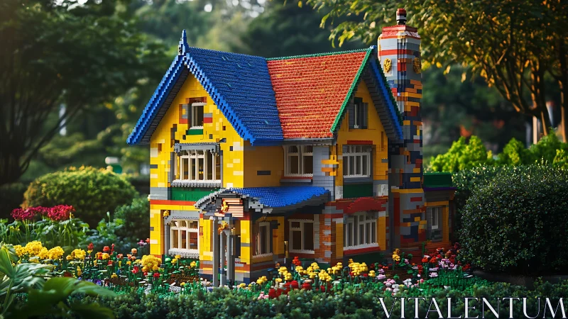Highly detailed LEGO suburban house rendered with realistic depth