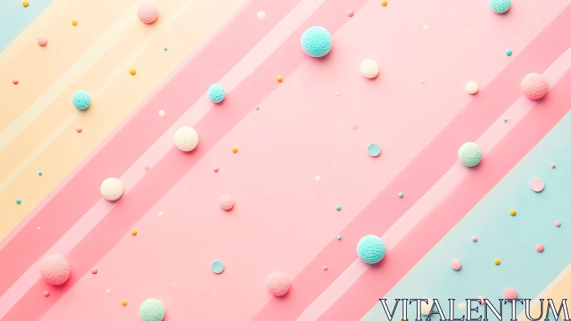 Soft pastel diagonal stripes with scattered 3D spheres.