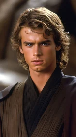 Young sci fi warrior portrait in cinematic robes.