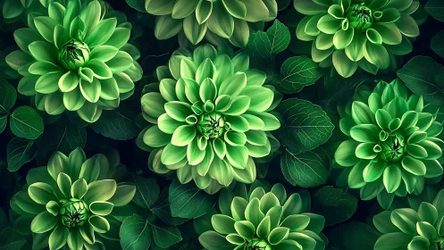 Luminous Lime Dahlias Dance in Verdant Garden Splendor.