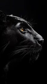 Black Feline Portrait Against Dark Background