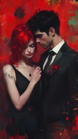 Intimate Portrait: Figure Study with Crimson Atmospheric Rendering