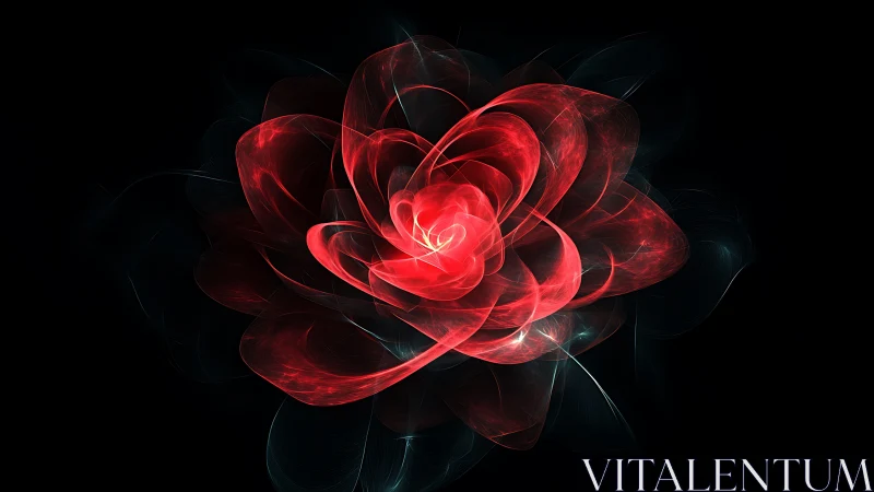Fractal-style red light flower forms layered translucent petals