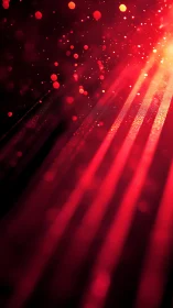 Crimson light beams dancing through floating fire dust.