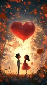 Two Hearts Soaring Together Under Love's Glow.