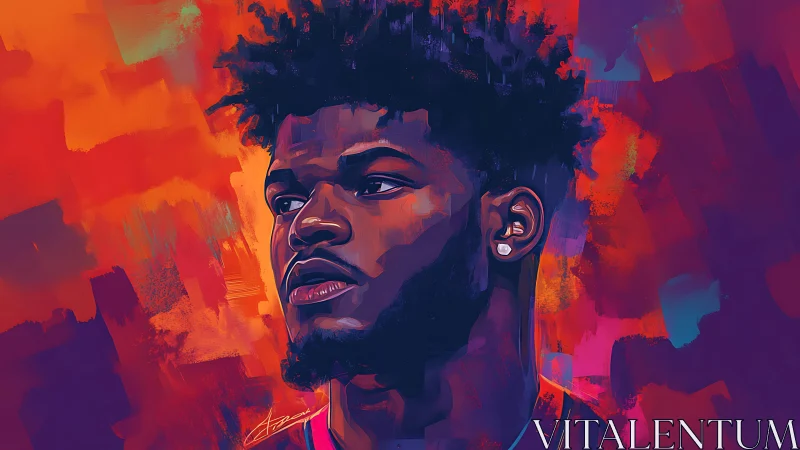 Male portrait in stylized digital painting with vivid colors.