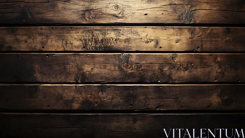 Dark stained wooden plank wall with worn rustic texture.