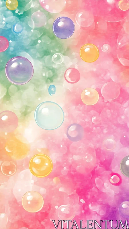 Floating Dreamscape: Neon Bubbles Dance Through Cotton Candy Mist.