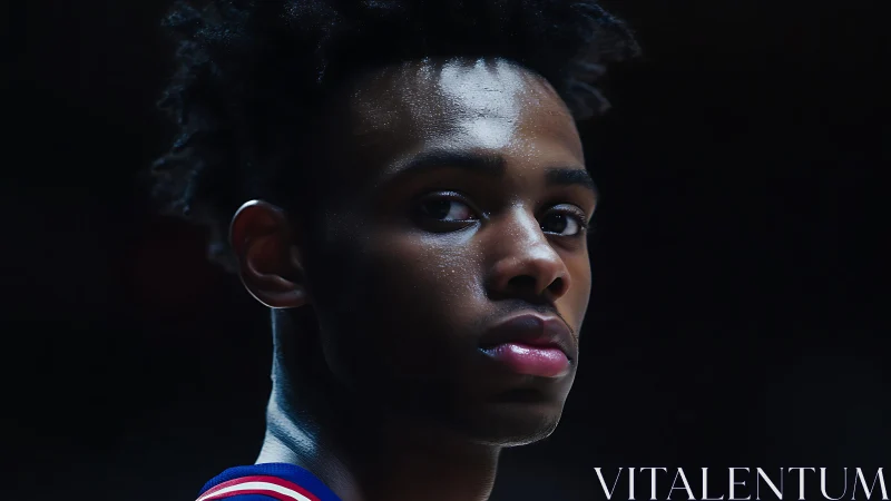 Basketball player portrait under dramatic low key lighting