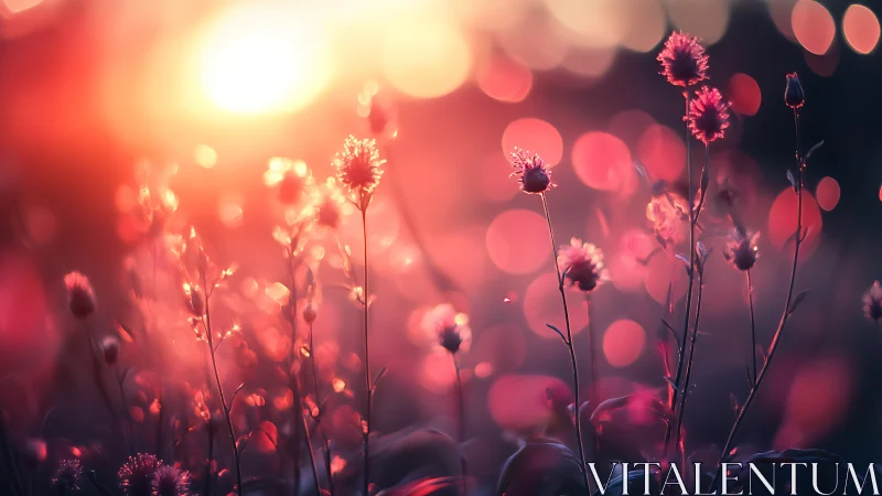 Wildflowers Dance Through Sunset's Glowing Reverie