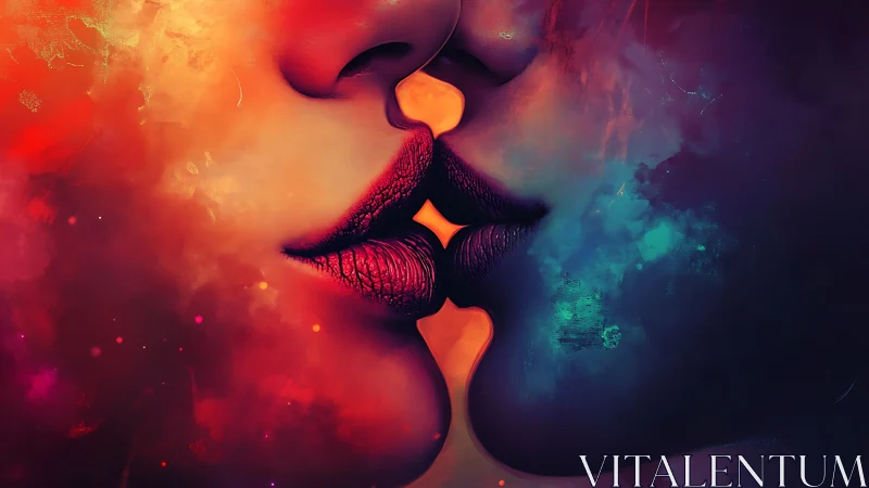 Luminous Connection: A Kiss in Radiant Color.