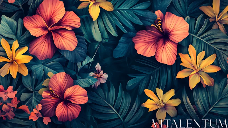 Vibrant Tropical Garden in Full Bloom.