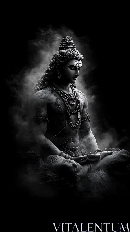 Silent ash-born yogi breathing storms of midnight smoke.