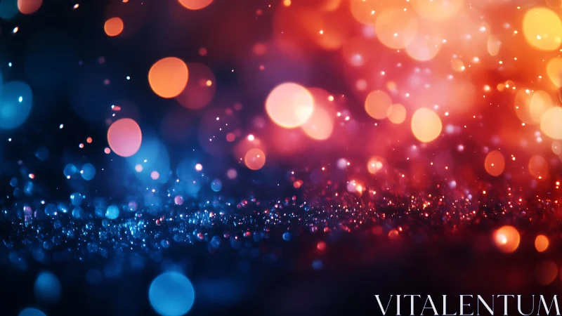Abstract bokeh lights in vibrant blue and orange, digital art style.