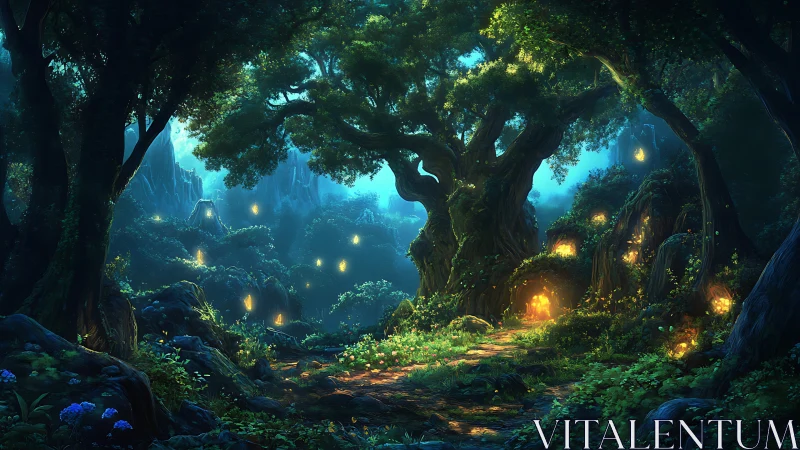 Mystical Forest Sanctuary with Bioluminescent Glow.