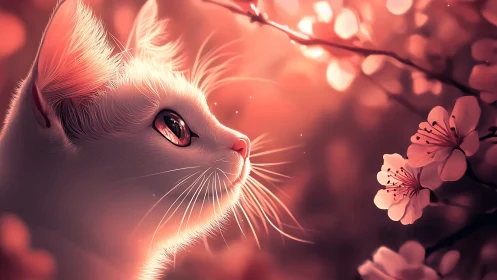 Luminescent Feline Portrait with Chromatic Gradient Bokeh.