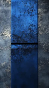 Midnight cobalt monolith with weathered metallic secrets.