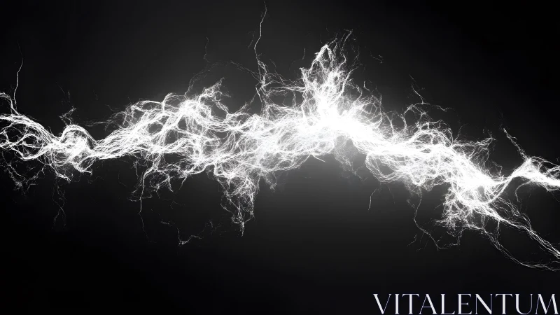 Dynamic white electric energy flow on dark abstract background.