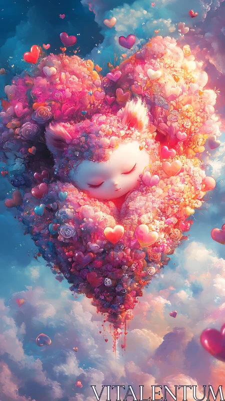 Dreaming Face Emerges from Luminous Heart of Flowers