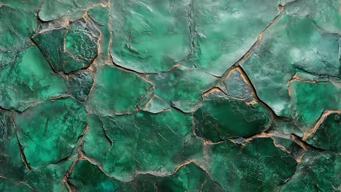 Cracked green stone surface with textured fractured pattern.
