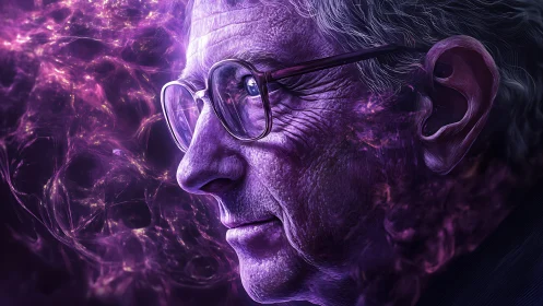 Violet nebula thinker with galaxies flickering in memory.