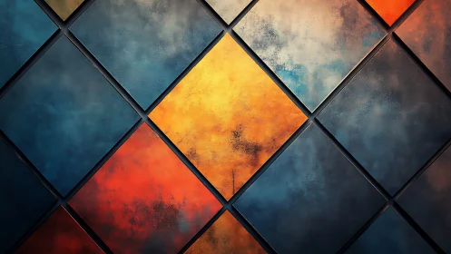 Geometric color blocks glow with warm and cool contrast.