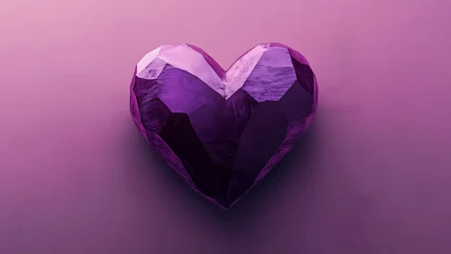 Crystalline Heart Beats Purple Against Void