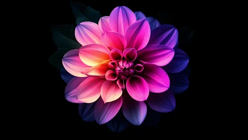 Neon Blossom: Luminescent Dahlia in Digital Ether.