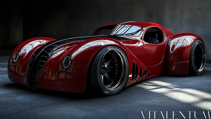 Photorealistic neo-retro hypercar with sculpted streamliner form.