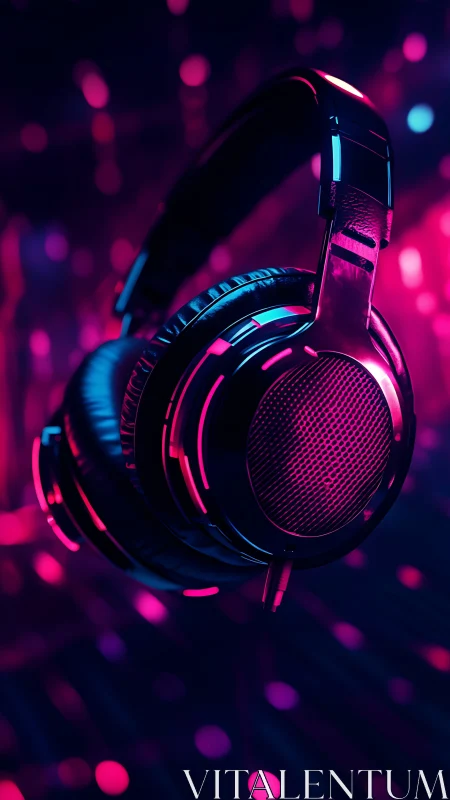 Glowing neon headphones inviting you into a cozy soundscape.