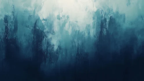 Abstract blue gradient painting with textured brush strokes.