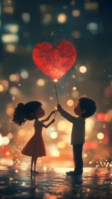 Two Hearts Rise: A Luminescent Love Balloon Moment.