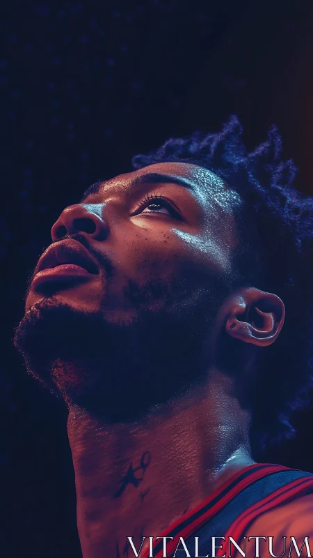 Sweat-lit dreamer studies the rafters like distant galaxies