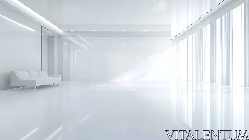 Parametric white interior with axial glazing and luminous floor plane.