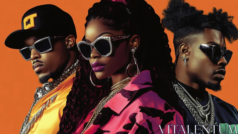 Chromatic hip hop portrait under saturated studio luminance.