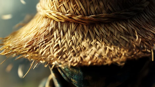 Straw hat close-up reveals tightly woven textured brim
