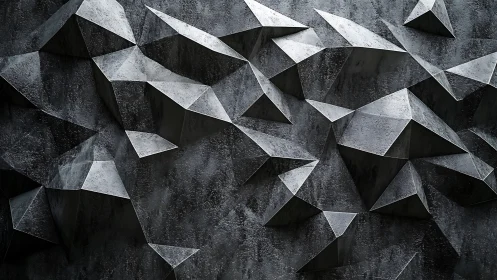 Geometric metallic facets forming irregular angular wall relief.