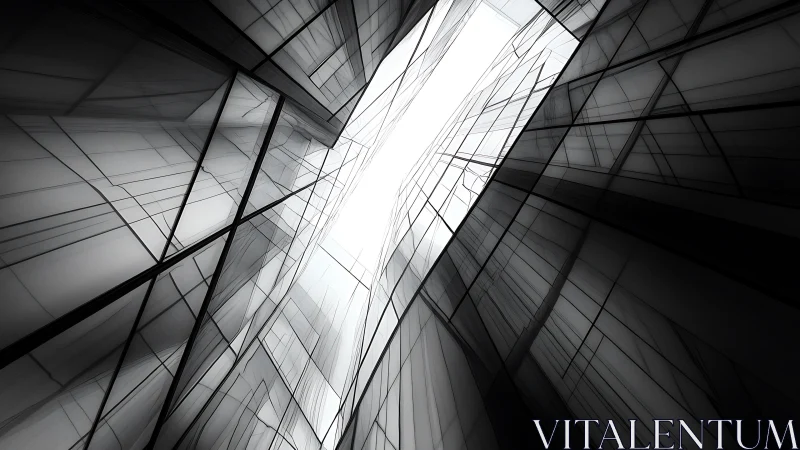 Upward Perspective: Modern Architectural Abstraction Through Geometric Glass Towers.