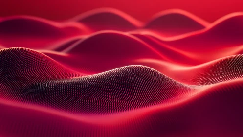 Parametric red wavefield with luminous voxel microstructure.