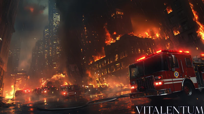 Urban fire response with multiple engine units and structural fire