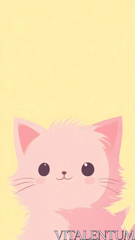 Adorable Pink Kitten with Big Sweet Eyes on Sunny Background