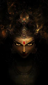 Divine warrior visage with molten gold celestial aura.