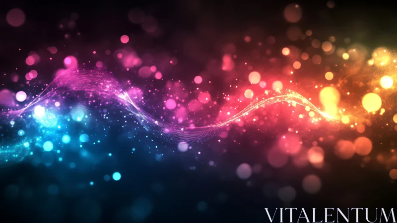 Multicolored light wave pattern with abstract bokeh field.