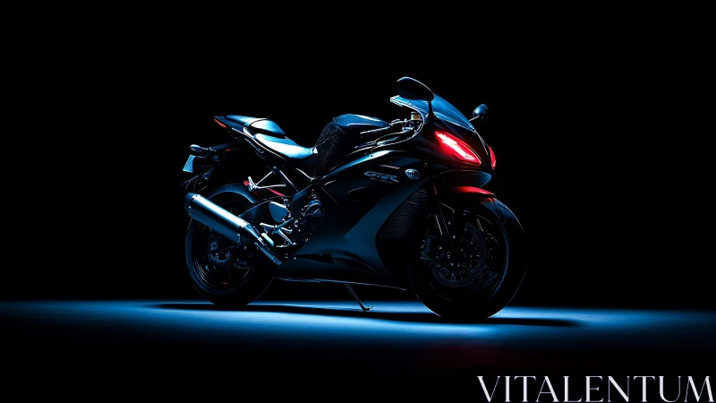 Midnight superbike prowls through sculpted neon shadows.