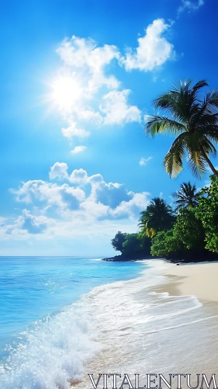 Paradise Beach Awaits With Palm Trees and Turquoise Waters