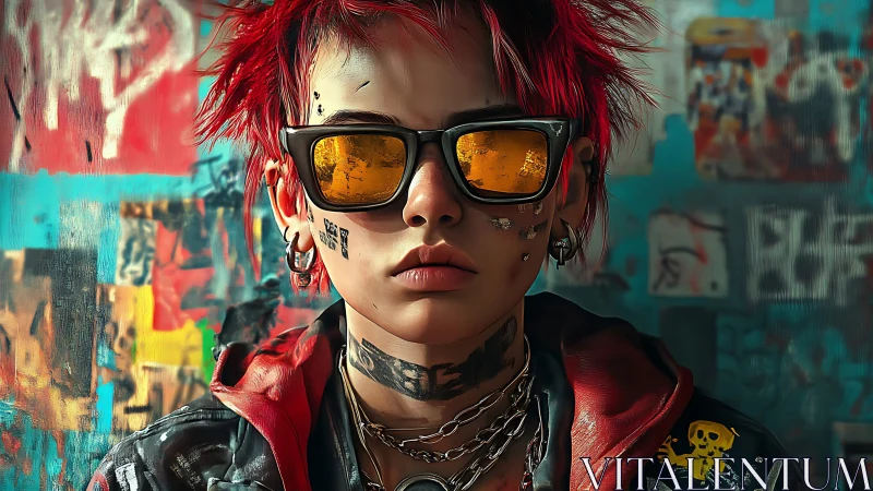 Cyberpunk street portrait with neon urban grit detailing.