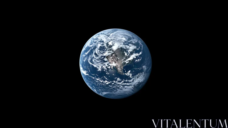 Earth on black background viewed from outer space. Period.