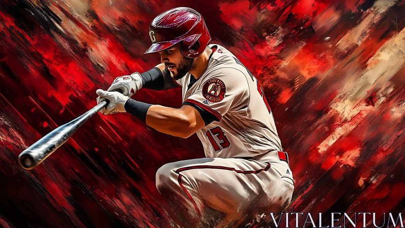 Dynamic digital painting of baseball batter in mid-swing